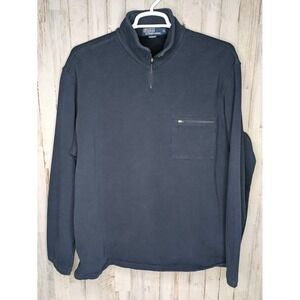 VTG Polo Ralph Lauren Mens Size XL Pullover 1/4‎ Zip Mock Neck Zip Pocket  Navy